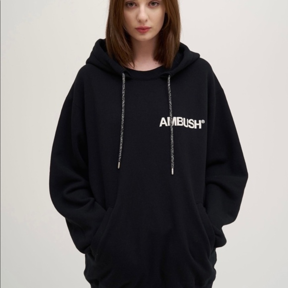 AMBUSH Logo Print 100% Cotton‎ Black Hoodie EUC Size 3/L